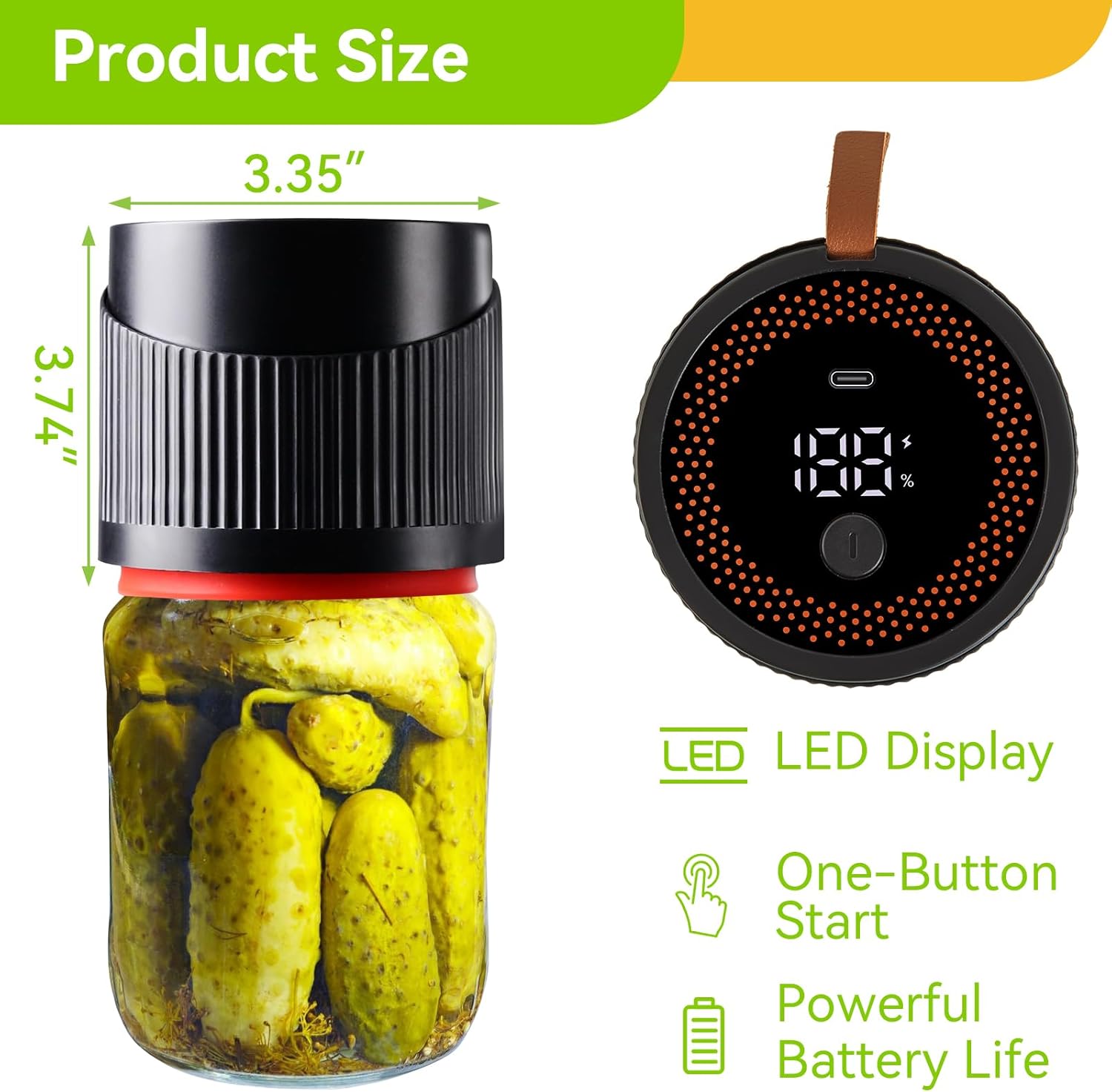 3 IN 1 Portable Automatic Mason Jar Vacuum Sealer Kit for Food Storage and Preservation