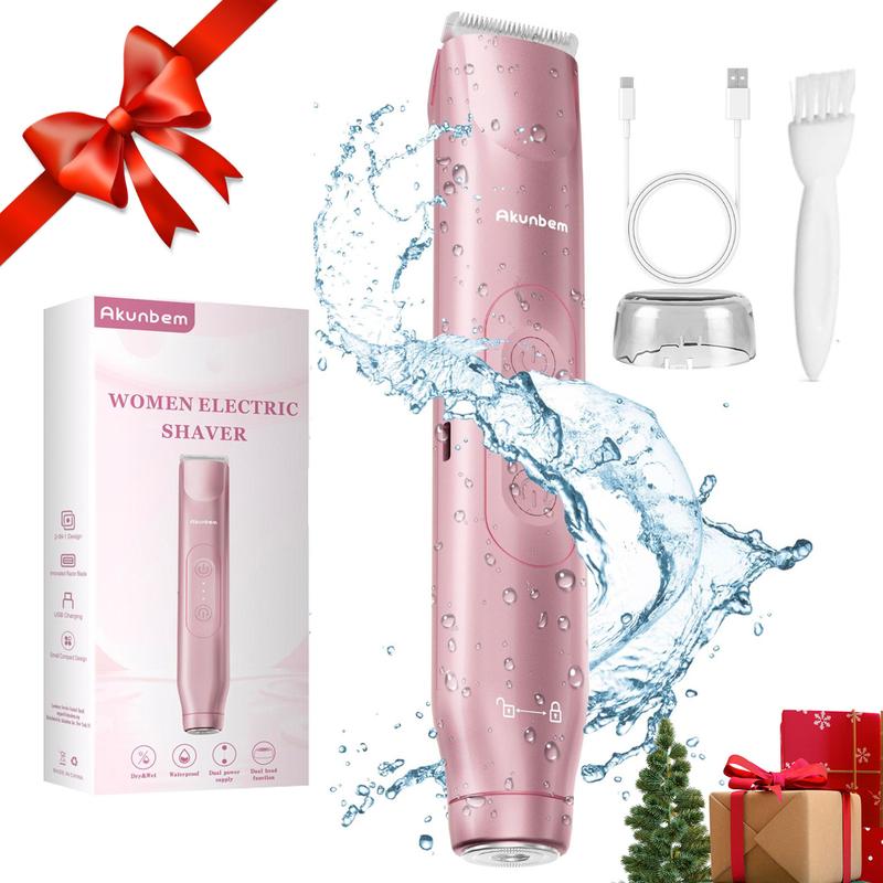 Akunbem Bikini Trimmer, Electric Shaver and Razor Rechargeable 2-in-1 Body and Facial Epilator,