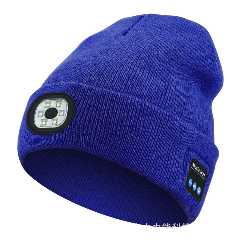 Bluetooth Beanie with LED Headlight and Removable Speakers,