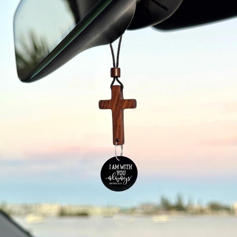 Bible Verse Car Rearview Hanging Cross Ornament,