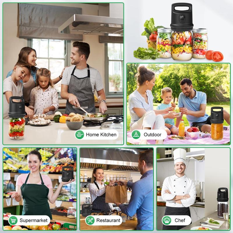 Coobiiya Mason Jar Vacuum Sealer for Wide and Regular Mouth Jars with Ergonomic Handle,