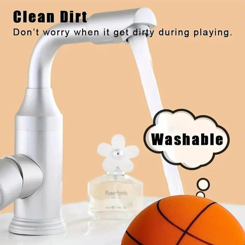 Silent Basketball Set, 2 Counts/set Including 1 Count Indoor Silent Basketball and 1 Count Basketball Hoop, Rebound Basketball Toy for Indoor Training,