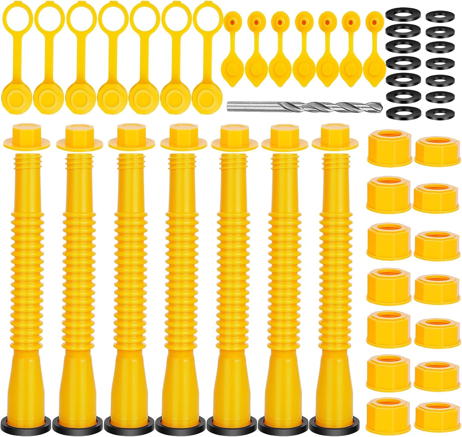 Gas Can Spout Replacement, Gas Can Nozzle Replacement (5 Kits-Yellow). for 1/2/5/10 gallon gas cans.
