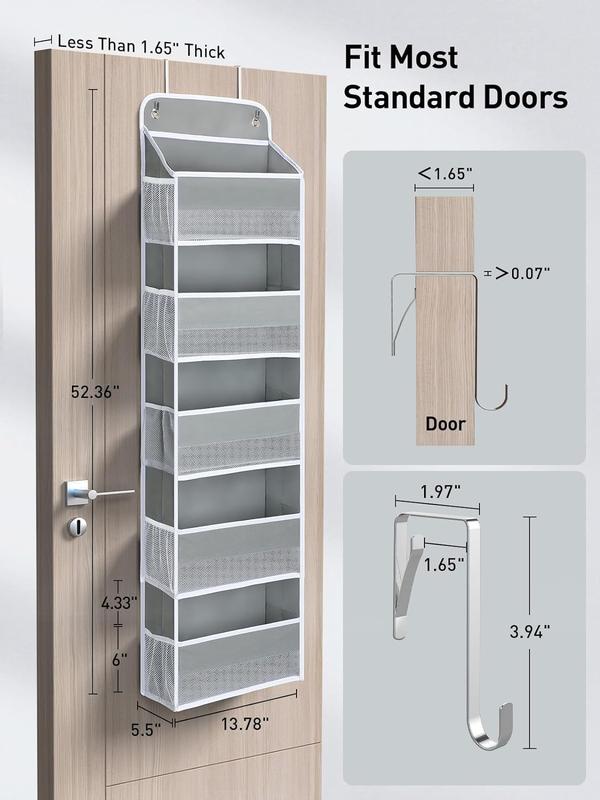 Over Door Organizer with 5 Storage Bins 10 Side Pockets,