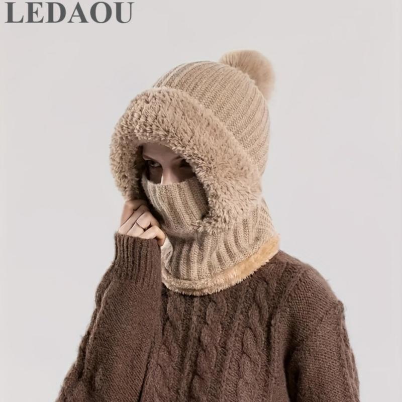 Women's Knitted Hat In Autumn And Winter, 3 in 1 Cold Resistant Hat, Thickened With Fleece,
