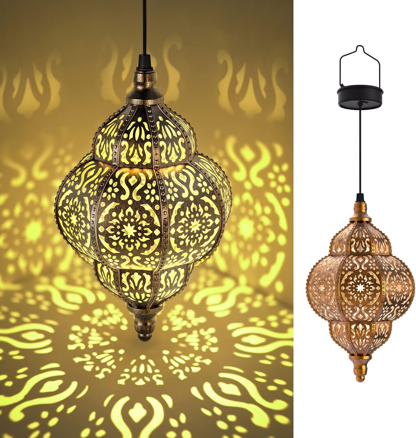 Moroccan - Style Artisan Solar Lights Outdoor - Waterproof LED Lamp with Unique Design | Self - Illuminating Vintage Garden Decor & Dynamic Shadow Show