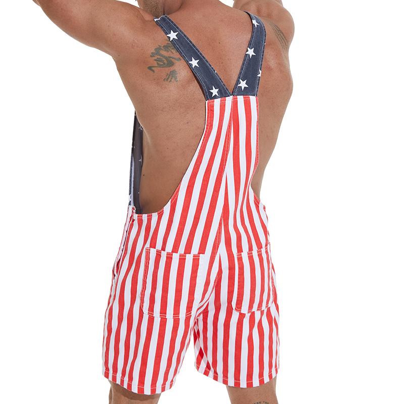 Yuanbang 4th of July American Flag Overalls for Men Women Stretchy Memorial Day Coveralls USA Patriotic Gifts for Couples,
