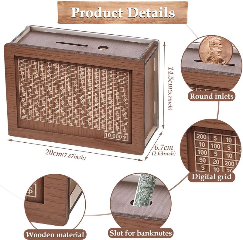 Cash Vault Wooden Savings Box,