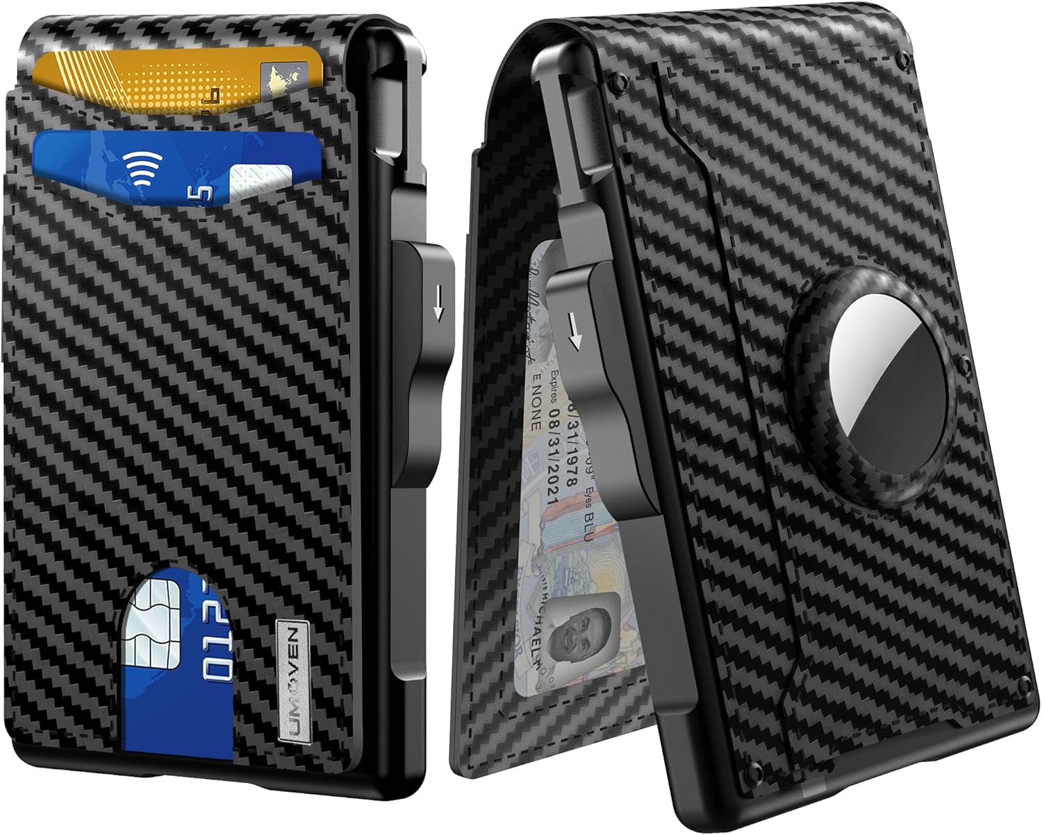Men's Business Style Pu Leather Card Slots for AirTag,