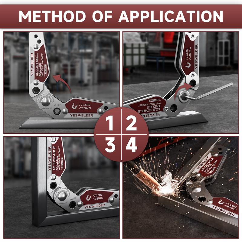 YESWELDER Adjustable Angle Welding Magnet, 20-200° Magnetic Welding Holder of 77LBs Holding Power Welding Accessory