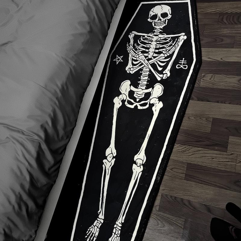 Gothic Skeleton Pattern Rug,  Non-slip Floor Mat For Bedroom Living Room Home Decor, Halloween Decor