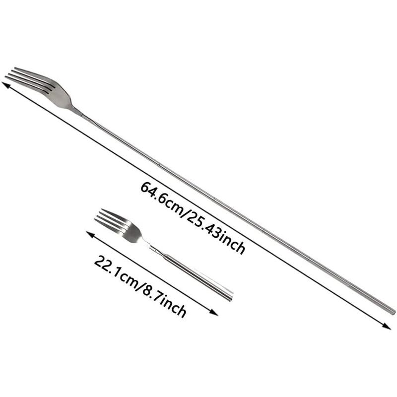 Telescopic Fork,Extendable Fork,Extending Fork,64cm Long Stainless Steel Retractable Fork Extendable Dinner Fruit Dessert Fork 8.7~25.4in