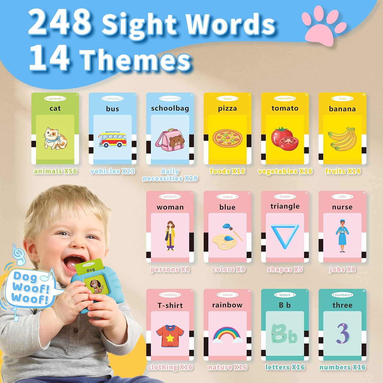 Kids sight words Games Talking Flash Cards Learning English Machine Education Electronic Book Toddlers 2-6 Years Reading Gadget