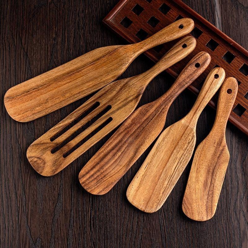 Wooden Spatula Set, Durable Wooden Stir-fry Spatulas,