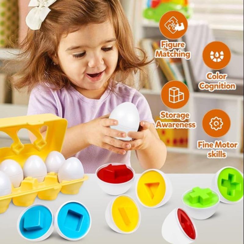 Egg Sensory Toy, Colors and Shapes Sorter Puzzle, Early Education Toys for Color & Shape Learning Recognizing & Matching, Sensory Preschool Cognition Toys