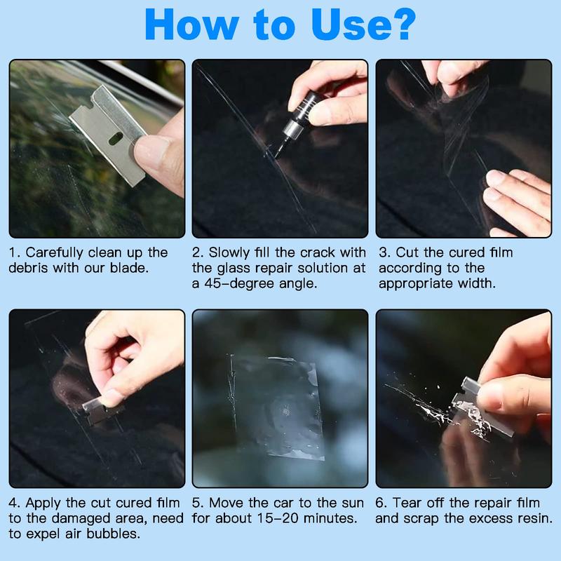 2025 Updated Windshield Repair Kit, Car Crack Kit Glass with Resin for Repairing Auto Glasses Windshield/Cracks/Chip/Bulls-Eye/Spider Web