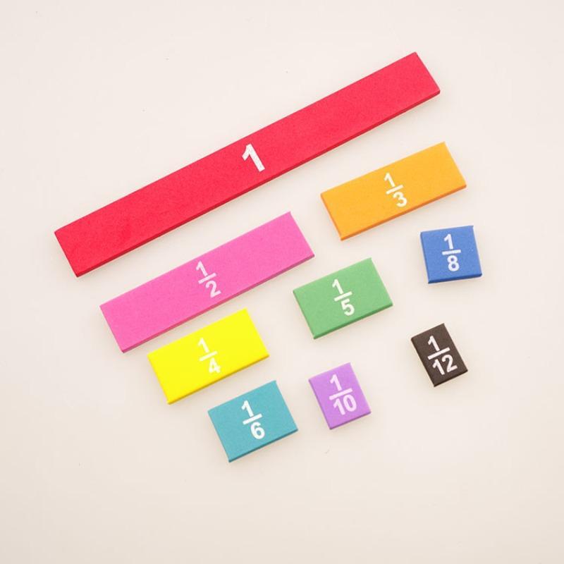 9pcs Math Teaching Fraction Strips, Fraction Problem Demonstrator, Addition Subtraction Fraction Pieces For Student Use