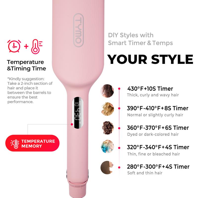 TYMO ROVY COMPACT - Compacted Wave Curling Iron for Easy Comfort Styling Negative Ionic hairwaver,