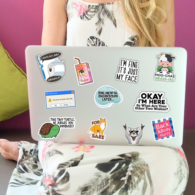130 PCS Funny Hilarious Meme Stickers with Quotes for Laptop, Hard Hat, Work, Water Bottle, Computers - Vinyl Waterproof Decals, UV Resistant
