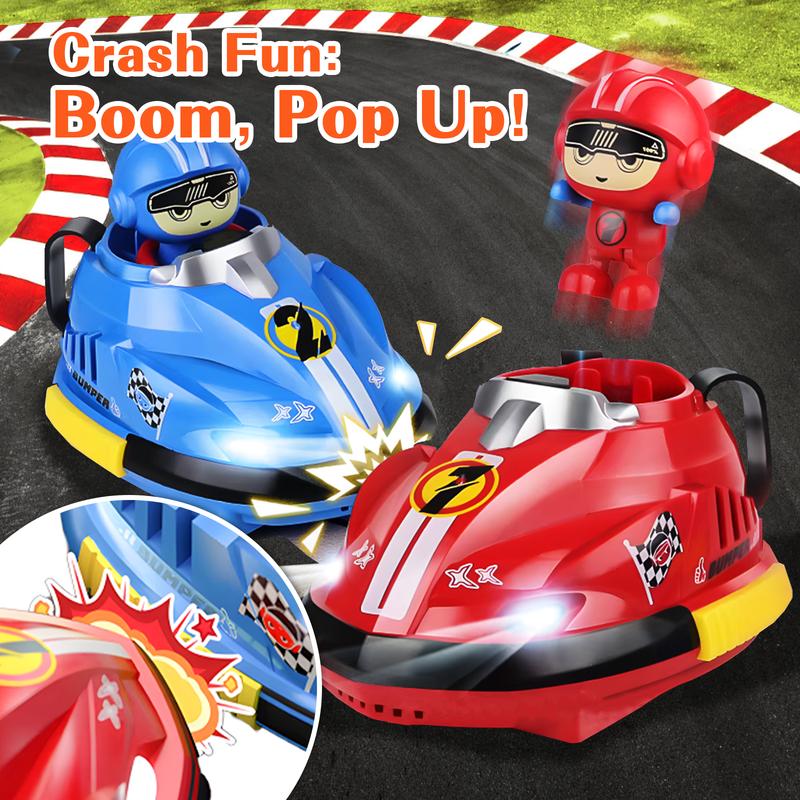 Remote Control Bumper Cars for Kids, 2 Pack RC Car Toys Switchable Speeds with Music & Lights,