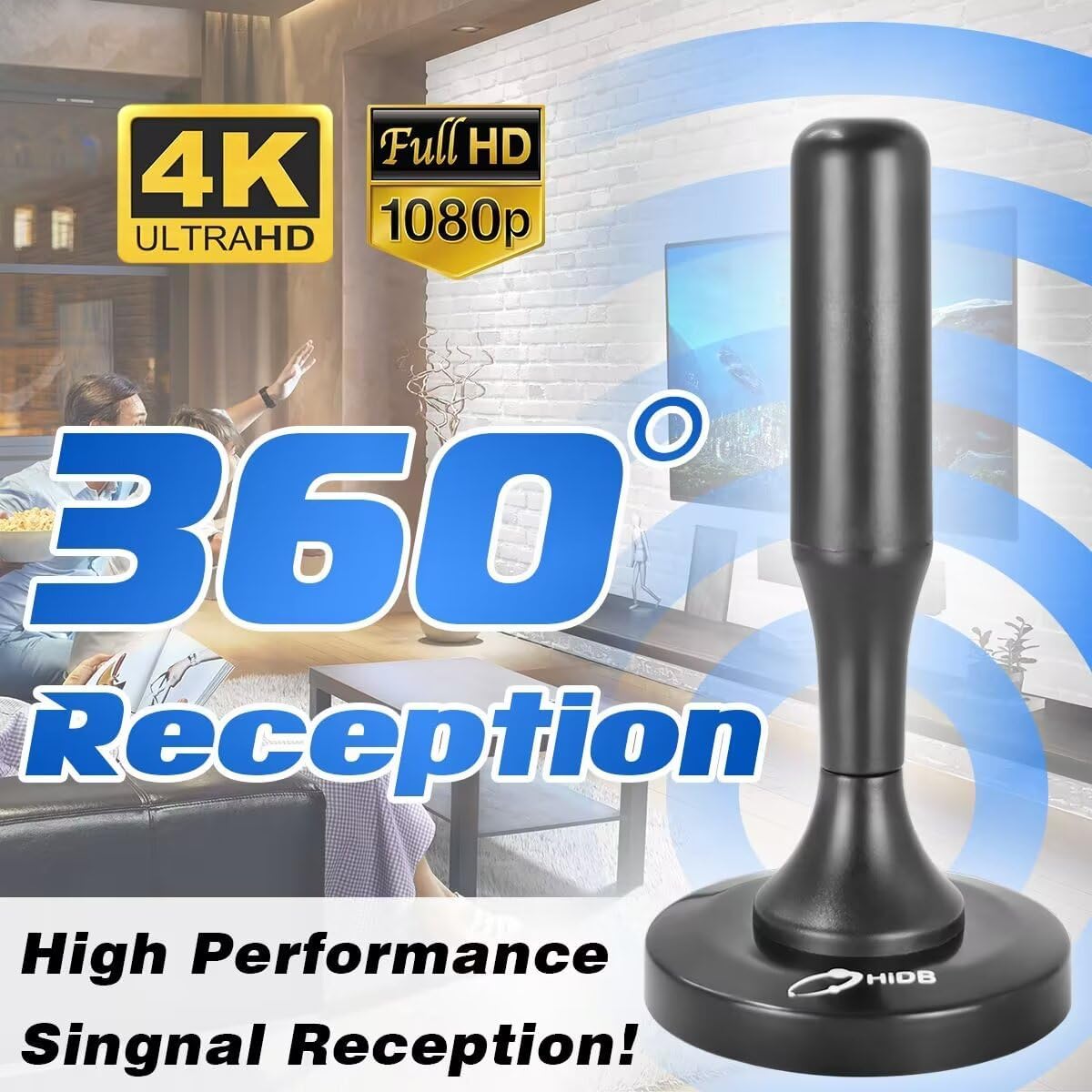 Digital TV Antenna, Supports 4K 1080P TV Indoor Outdoor