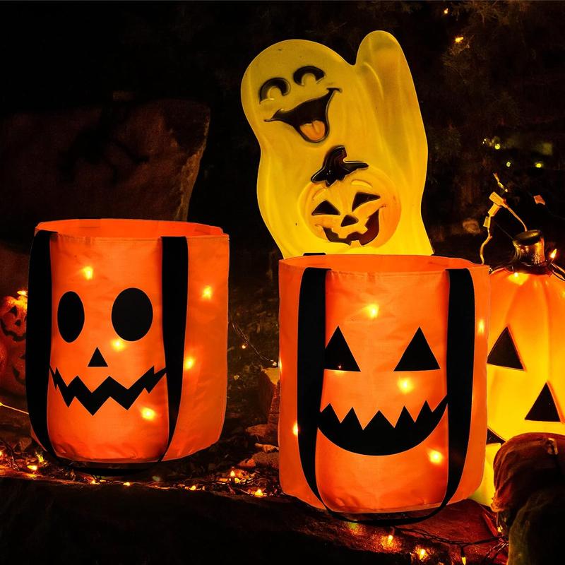 3 Pcs LED Light Halloween ,Pumpkin Bucket .