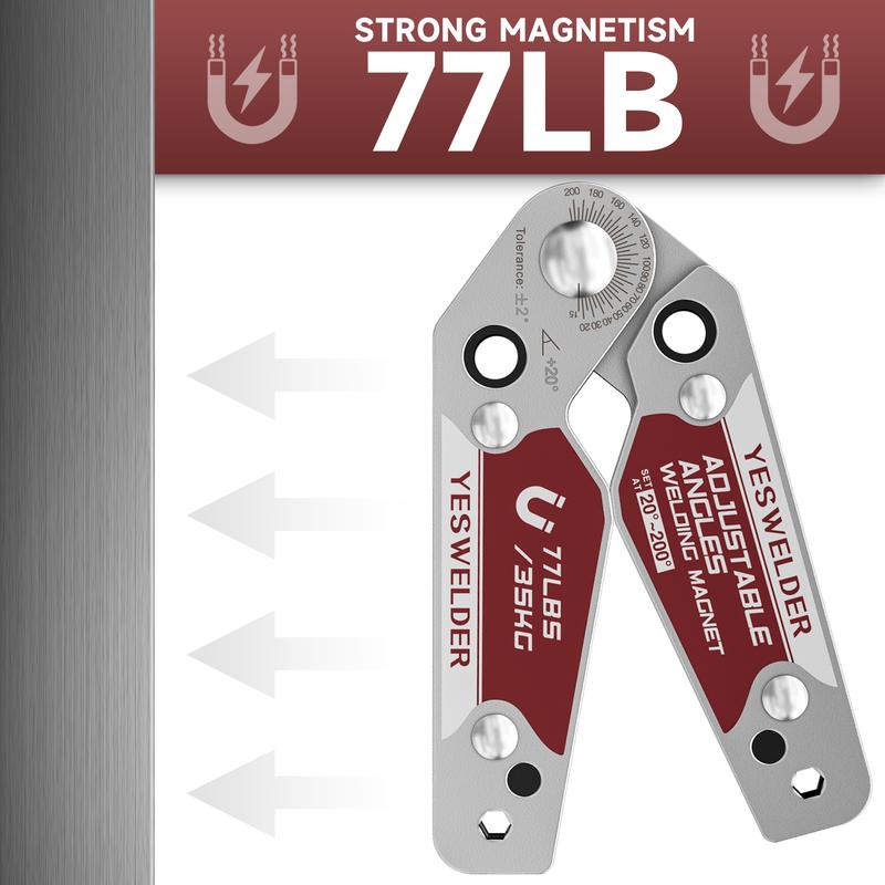 YESWELDER Adjustable Angle Welding Magnet, 20-200° Magnetic Welding Holder of 77LBs Holding Power Welding Accessory