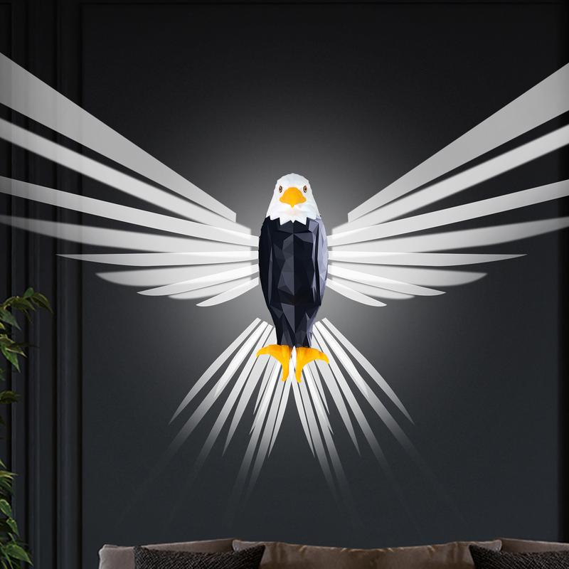 Magnetic Wall-Mounted Eagle Night Light with Remote Control, Battery Operated and Removable Charging,