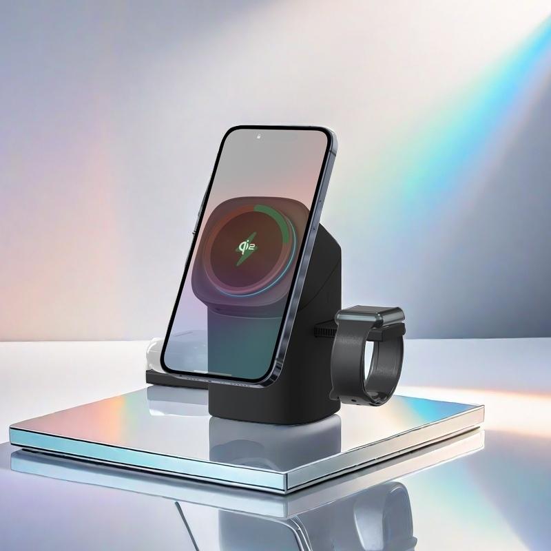 Three in one wireless charger, fast charging, Qi2 certified, suitable for iPhone, iWatch, AirPods headphone charging stations,