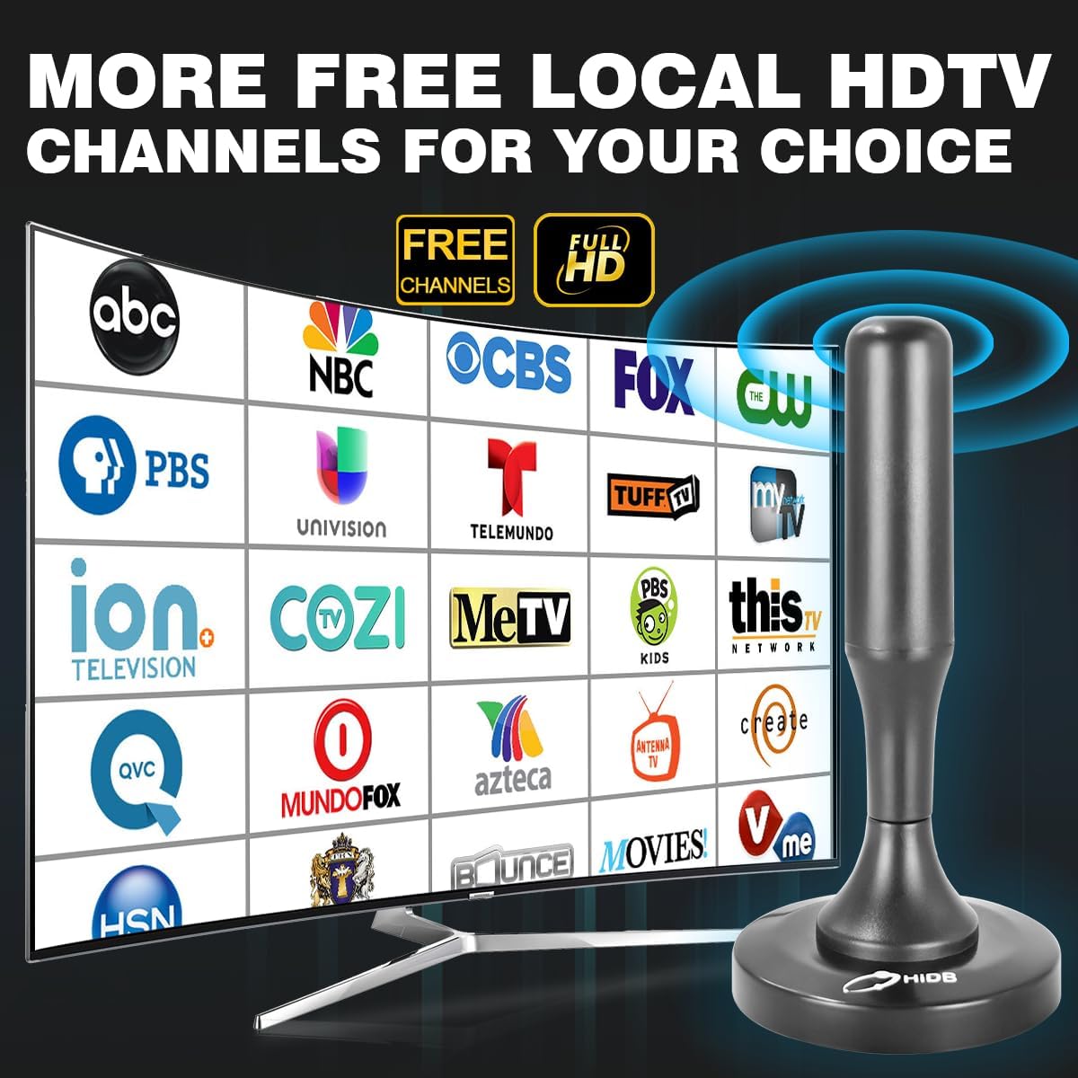 Digital TV Antenna, Supports 4K 1080P TV Indoor Outdoor