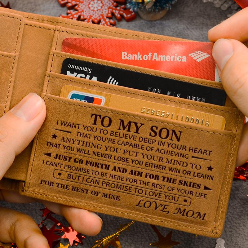 Christmas 2024-Wallet-Engraved，Wallet for Son From Mom & Dad-