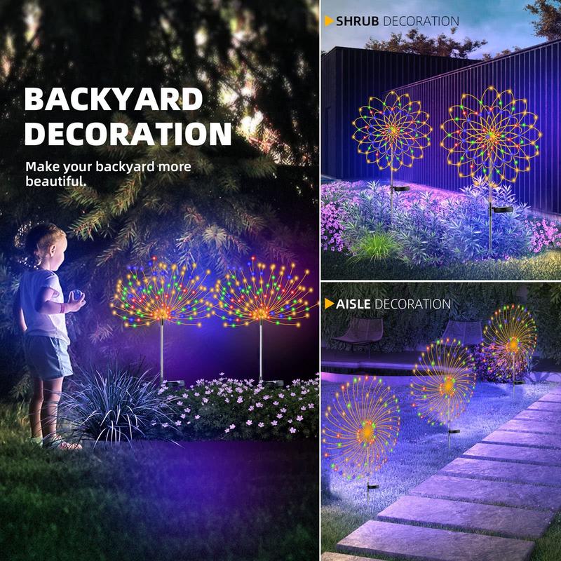 Solar Firework Light with Rainbow Tube, 120 LEDs Outdoor Solar Garden Decorative Lights