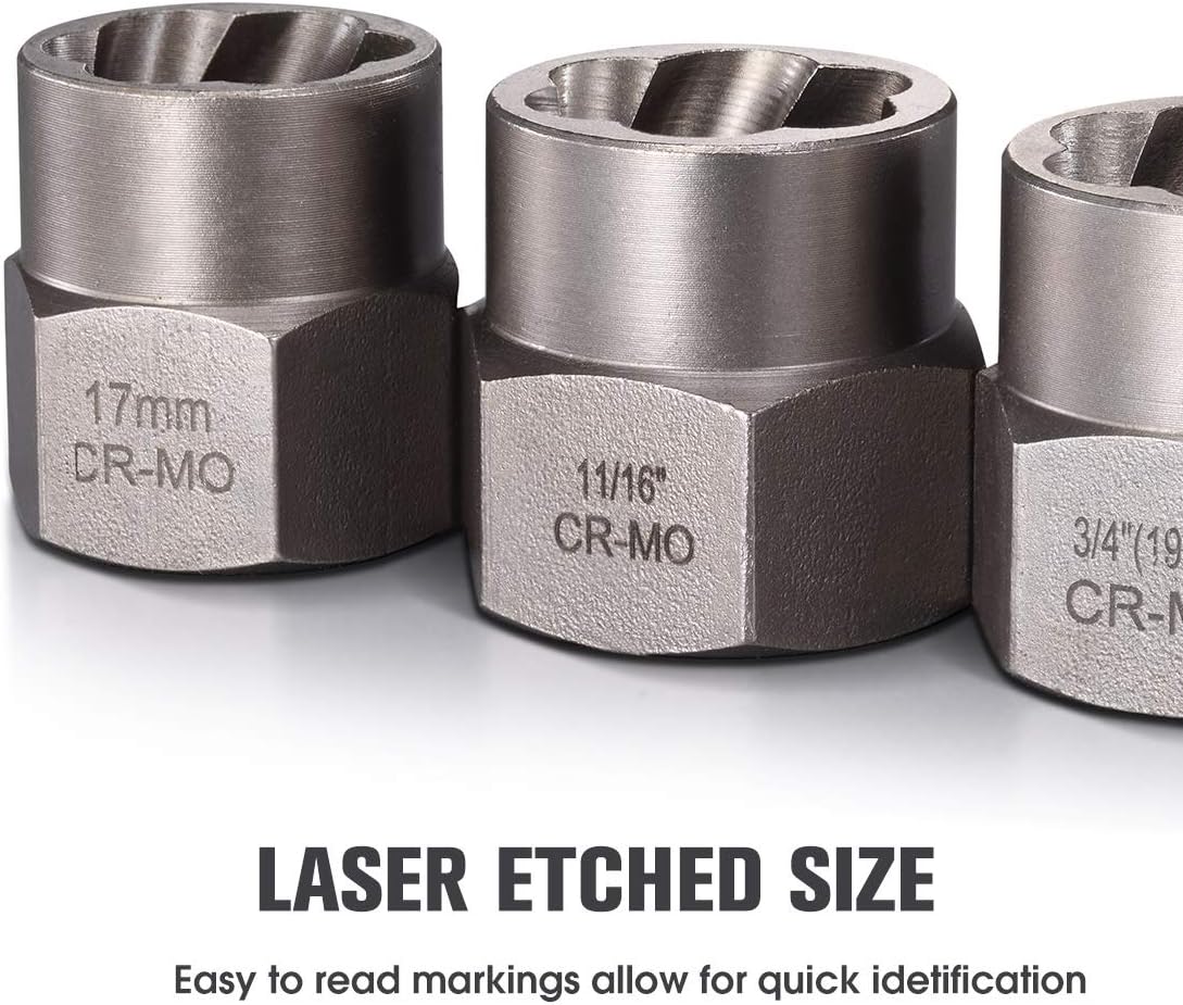 Bolt Extractor Tool Set, 13+1 Counts Impact & Nut Remover Stripped Lug Remover, Lug Nut Removal Tool, Drive Rounded Bolt Remover for Removing Damaged, Frozen, Rusted