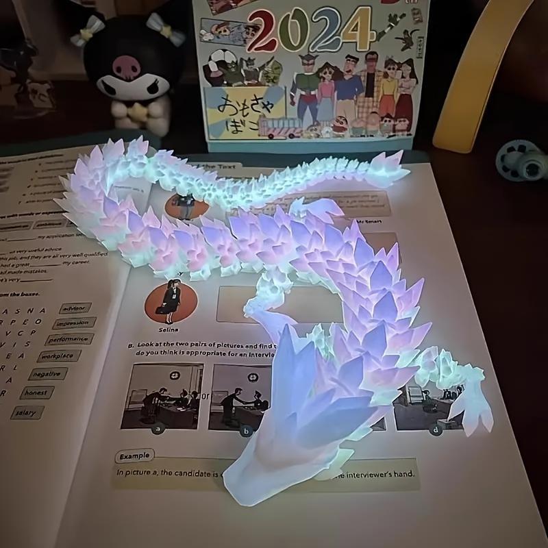 3D Printed Luminous Artificial Crystal Dragon Statue,