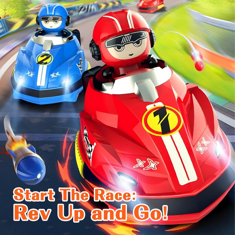 Remote Control Bumper Cars for Kids, 2 Pack RC Car Toys Switchable Speeds with Music & Lights,