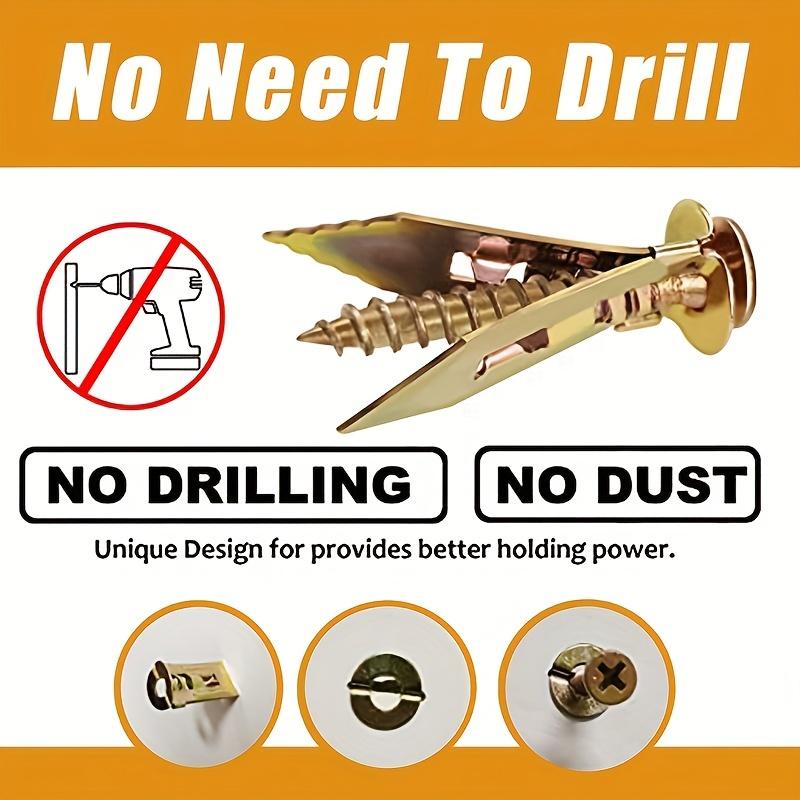 100Pcs Drywall Self Drilling Anchors with Screws Drywall Anchors Kit No Drill Shelf Straps Cabinet Petal Shape Expansion Screw Assortment