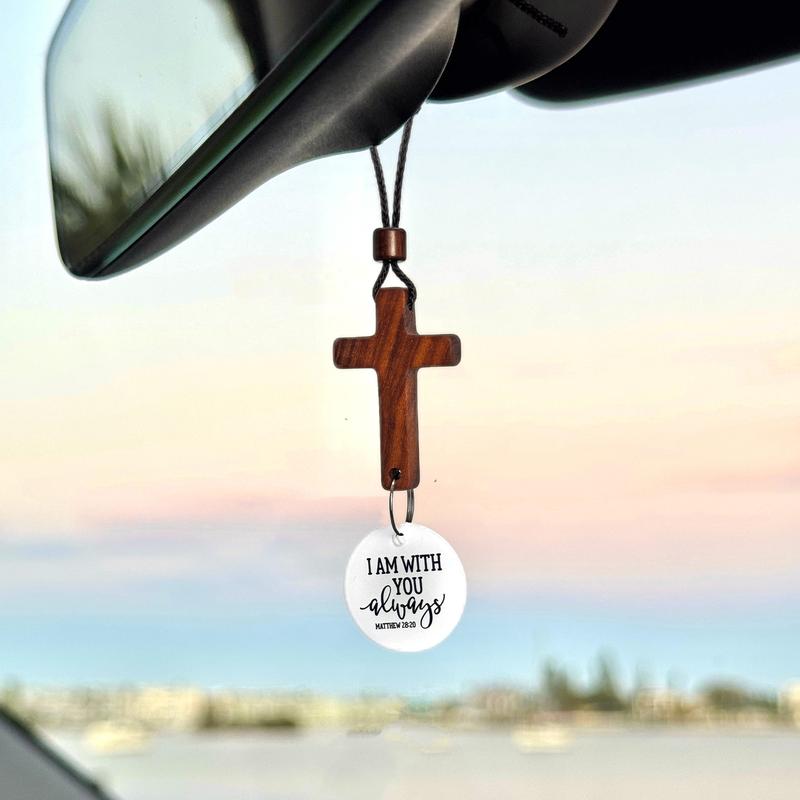 Bible Verse Car Rearview Hanging Cross Ornament,