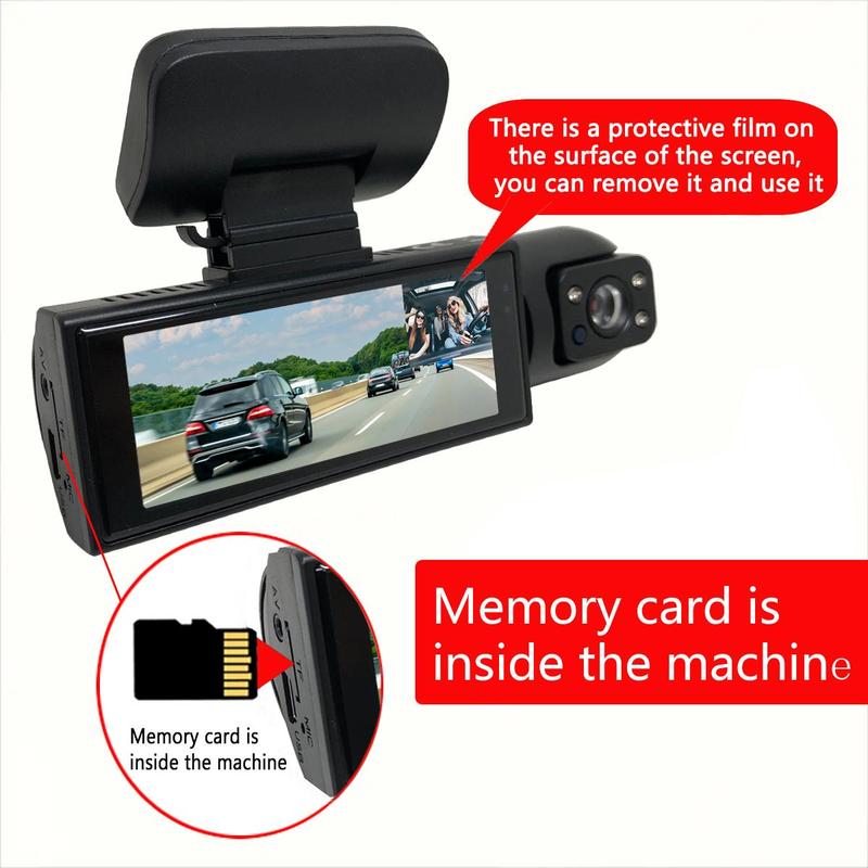 Front & Inside Dashcam,, Wide Angle Car Driving Recorder with IR Night-Visionr, 3.16 Inch lPS Screen 1080P HD Car Camera with Dual Lens,