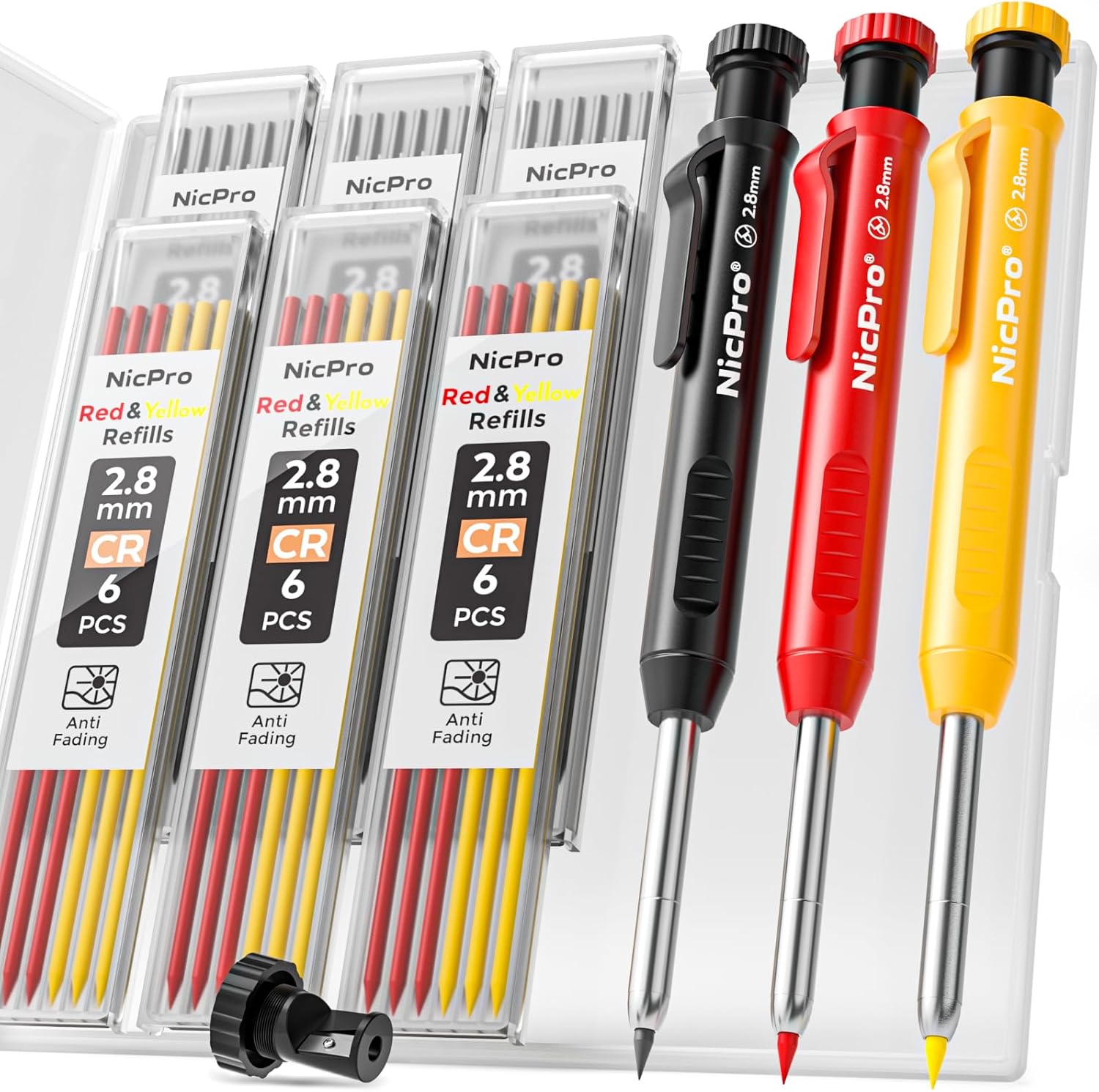 Deep Hole Marker for Construction, with Sharpener,