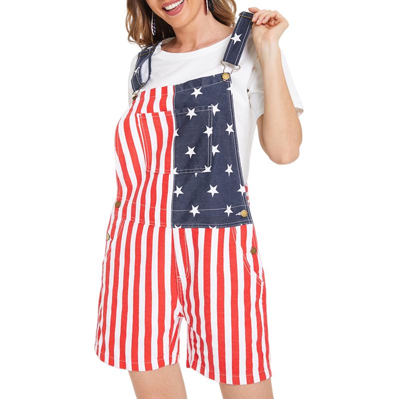 Yuanbang 4th of July American Flag Overalls for Men Women Stretchy Memorial Day Coveralls USA Patriotic Gifts for Couples,