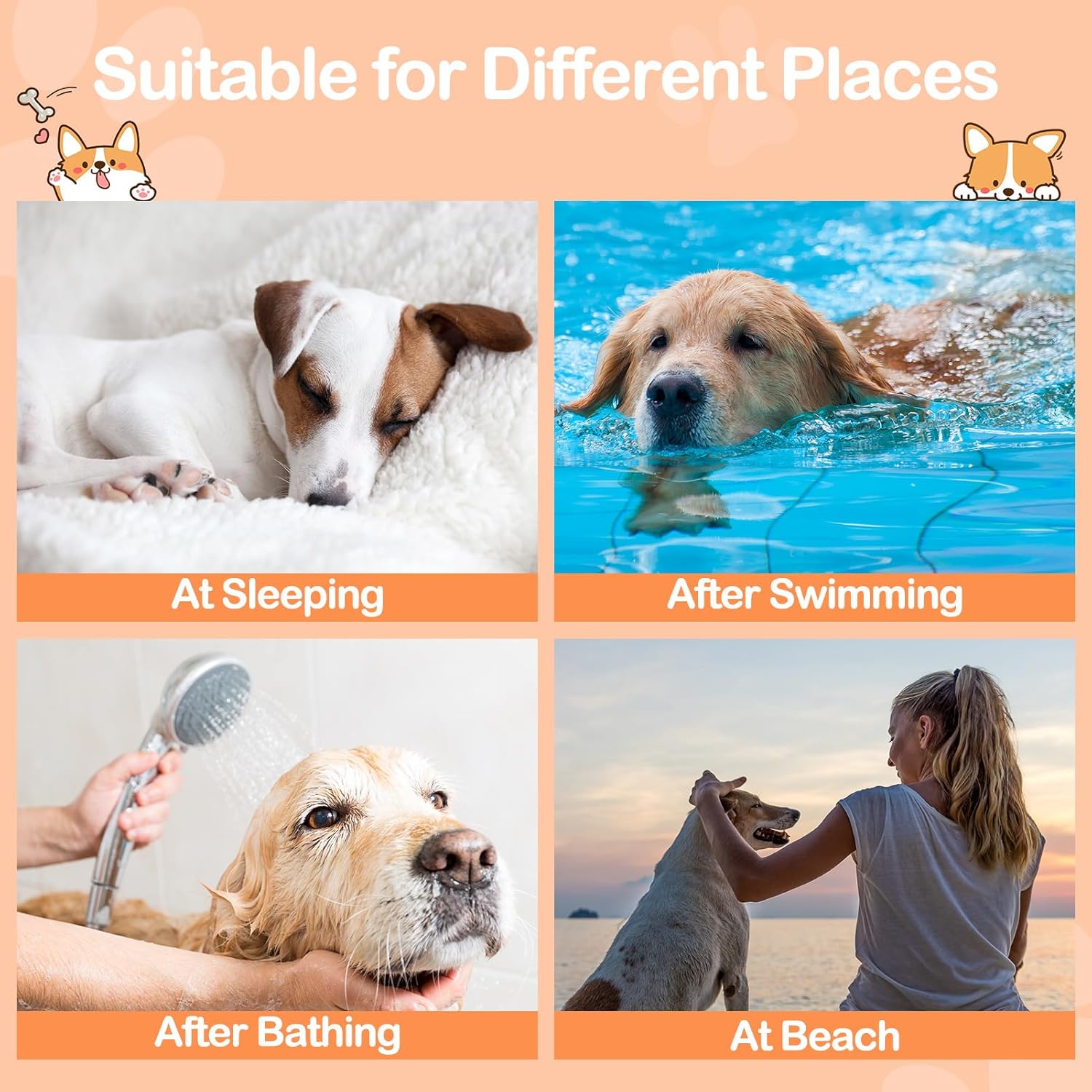 Adjustable Pet Bath Robe, Quick Drying Pet Grooming Cloak with Hook & Loop Fastener,