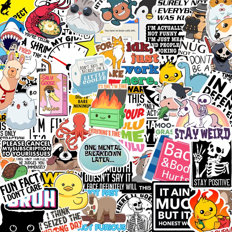 130 PCS Funny Hilarious Meme Stickers with Quotes for Laptop, Hard Hat, Work, Water Bottle, Computers - Vinyl Waterproof Decals, UV Resistant