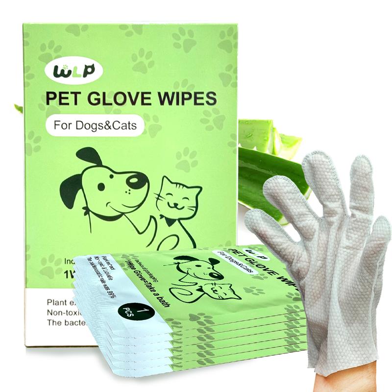 WLP : 6PCS Pet Glove Wipes for Dogs & Cats,Hypoallergenic Pet Wipes,