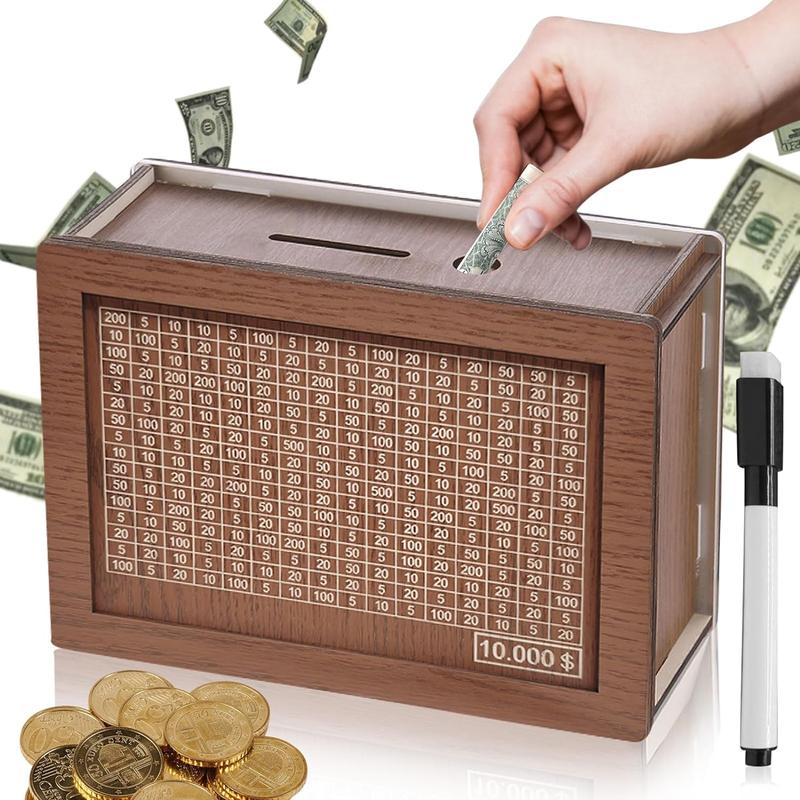 Cash Vault Wooden Savings Box,