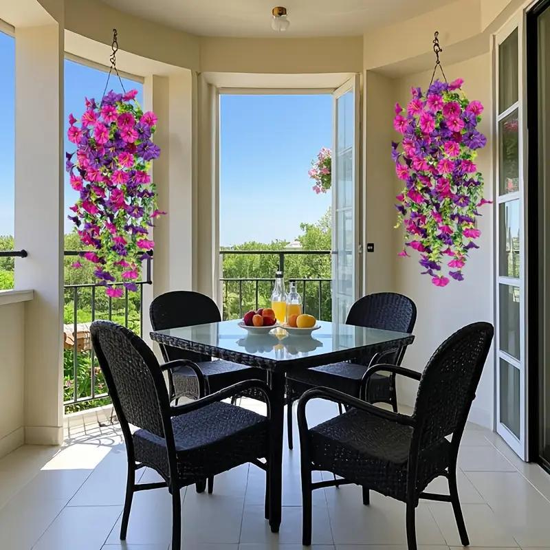 Artificial Hanging Flowers, Uv Resistant Realistic Hanging Plants for Home Garden Decor