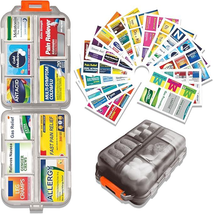 DIY Pill Organizer with 147 Pcs Upgraded Pre-Cut Medicine Labels,