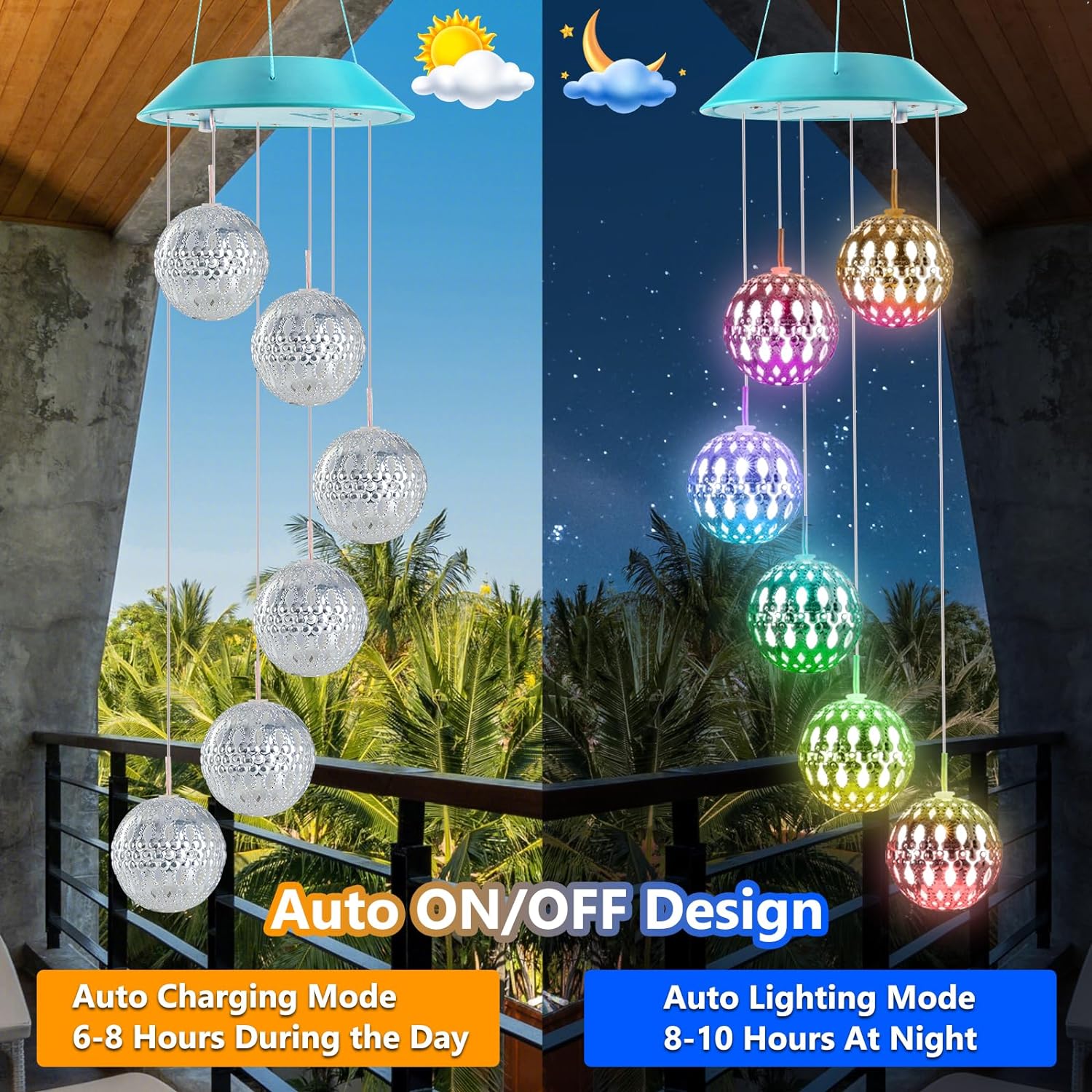 Color Changing Solar Wind Chimes for Outside,