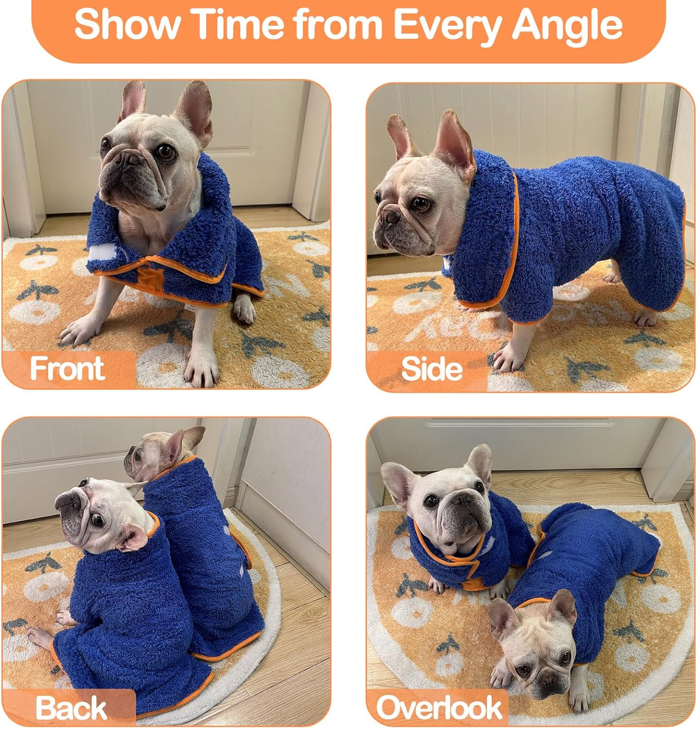 Adjustable Pet Bath Robe, Quick Drying Pet Grooming Cloak with Hook & Loop Fastener,