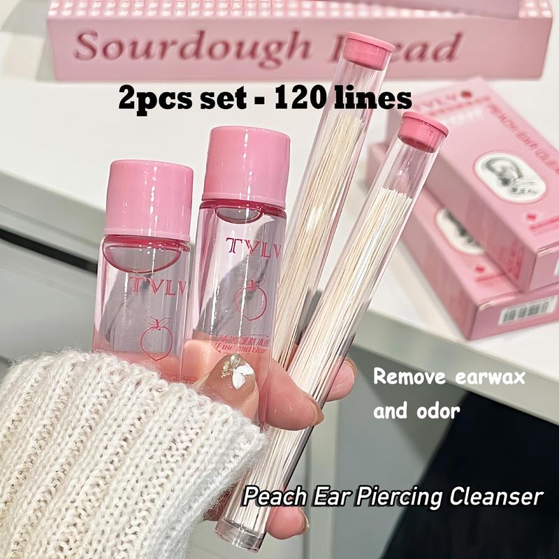 AKIESY Ear Hole Cleaning Thread, Peach-Scented Deodorizing Ear Cleaning Solution,