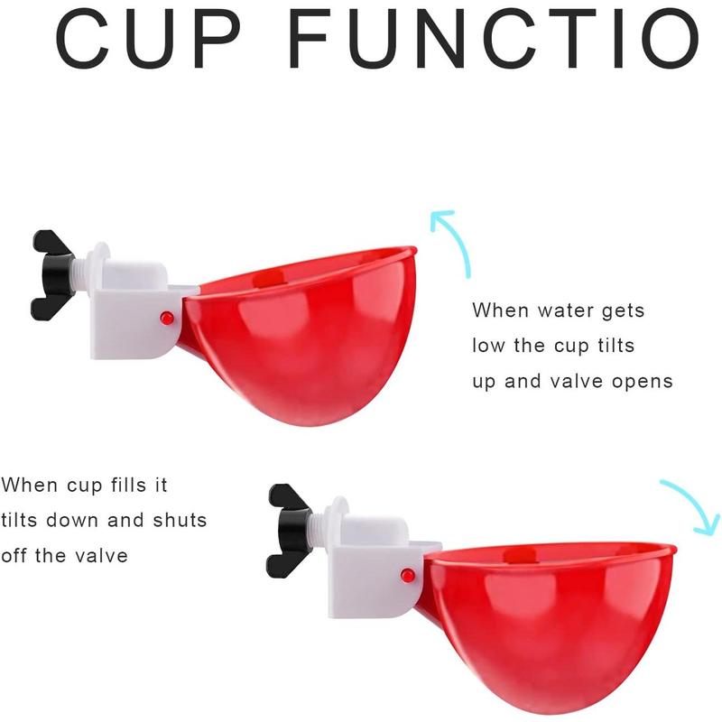 6 Packs Chicken Watering Cups, with Mounting Hole Opener